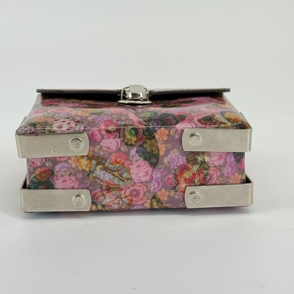 Vtg 90s Holographic Butterfly Box Purse Mini Rare Floral Handbag Made USA Y2K - Picture 4 of 9